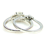 Bids.com .90ct Antique Style Engagement Ring Set 14KT White Gold Rings