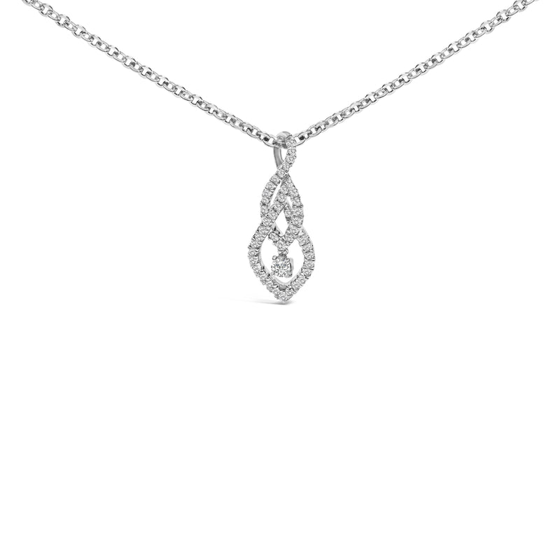 Bids.com Sterling Silver 1/3 Cttw Diamond Swirl Teardrop Pendant Necklace Necklaces