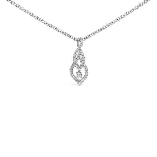 Bids.com Sterling Silver 1/3 Cttw Diamond Swirl Teardrop Pendant Necklace Necklaces