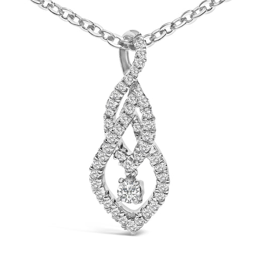 Bids.com Sterling Silver 1/3 Cttw Diamond Swirl Teardrop Pendant Necklace Necklaces