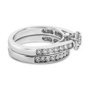 Bids.com Sterling Silver 1/2 Cttw Diamond Cluster Flower Bridal Set Rings