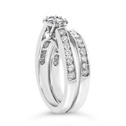 Bids.com Sterling Silver 1/2 Cttw Diamond Cluster Flower Bridal Set Rings