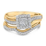 Bids.com 14K Yellow Gold Plated Sterling Silver 1/2 Cttw Princess Square Diamond Bridal Set Rings