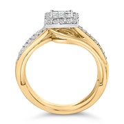 Bids.com 14K Yellow Gold Plated Sterling Silver 1/2 Cttw Princess Square Diamond Bridal Set Rings
