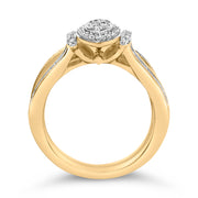 Bids.com 14K Yellow Gold Plated Sterling Silver 1/2 Cttw Marquise Cluster Diamond Bridal Set Rings