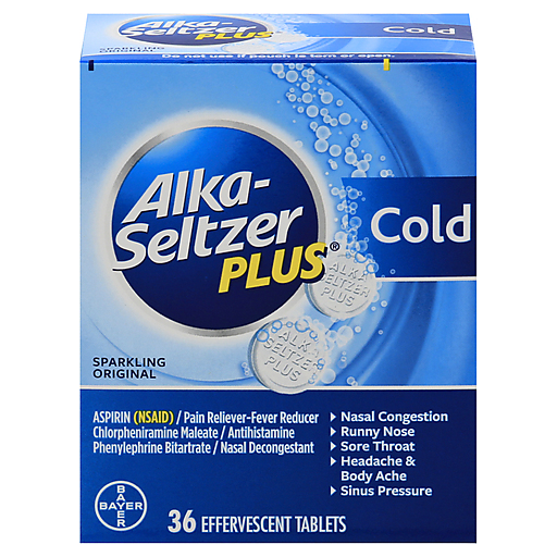Alka-Seltzer Alka-Seltzer Plus Cold ASPIRIN Tablets, Sparkling Original Personal Care Midnight Blue
