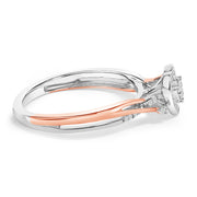 Bids.com 14K Rose Gold Plated Sterling Silver 1/10 Cttw Diamond Heart Motif Ring Rings