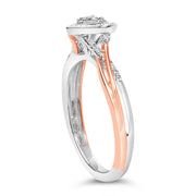 Bids.com 14K Rose Gold Plated Sterling Silver 1/10 Cttw Diamond Heart Motif Ring Rings