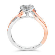Bids.com 14K Rose Gold Plated Sterling Silver 1/10 Cttw Diamond Heart Motif Ring Rings