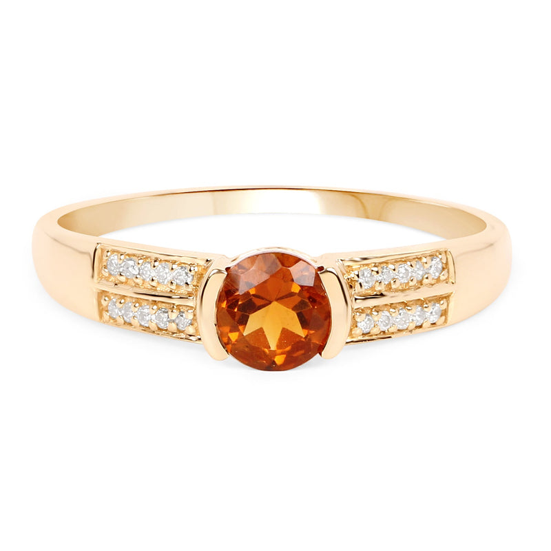 Bids.com 0.51 Carat Genuine Citrine and White Diamond 14K Yellow Gold Ring Rings