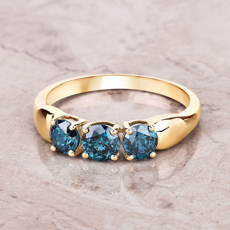 Bids.com 1.03 Carat Genuine Blue Diamond 14K Yellow Gold Ring Rings