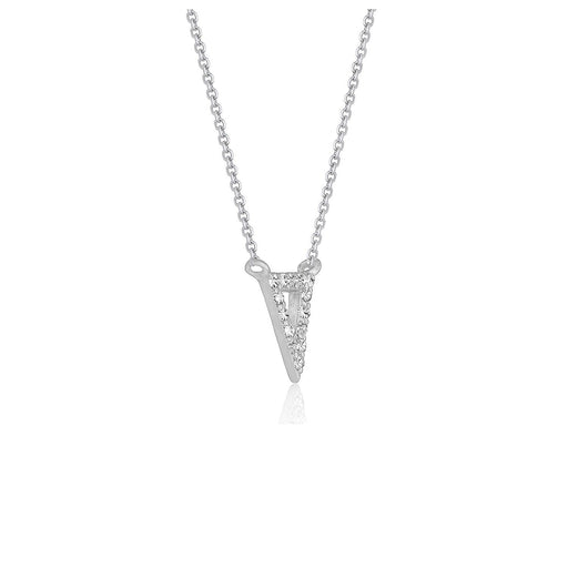 Bids.com Diamond Inverted Triangle Pendant in 14k White Gold Necklaces