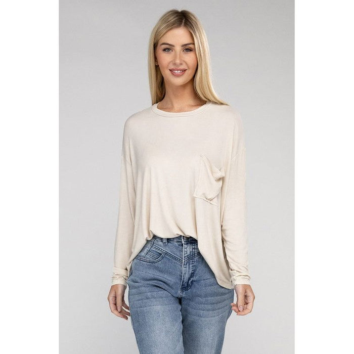 Washed Ribbed Dolman Sleeve Round Neck Top