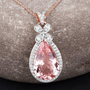 Bids.com 8.14 Carat Genuine Morganite and White Diamond 14K Rose Gold Pendant Pendants