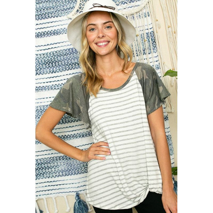 STRIPE CAMO  TWIST BOTTOM TOP