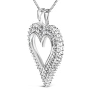 Bids.com .925 Sterling Silver 1.00 Cttw Lab-Grown Diamond Open Heart Pendant Necklace (F-G Color, VS1-VS2 Clarity) - 18" Inches Necklaces