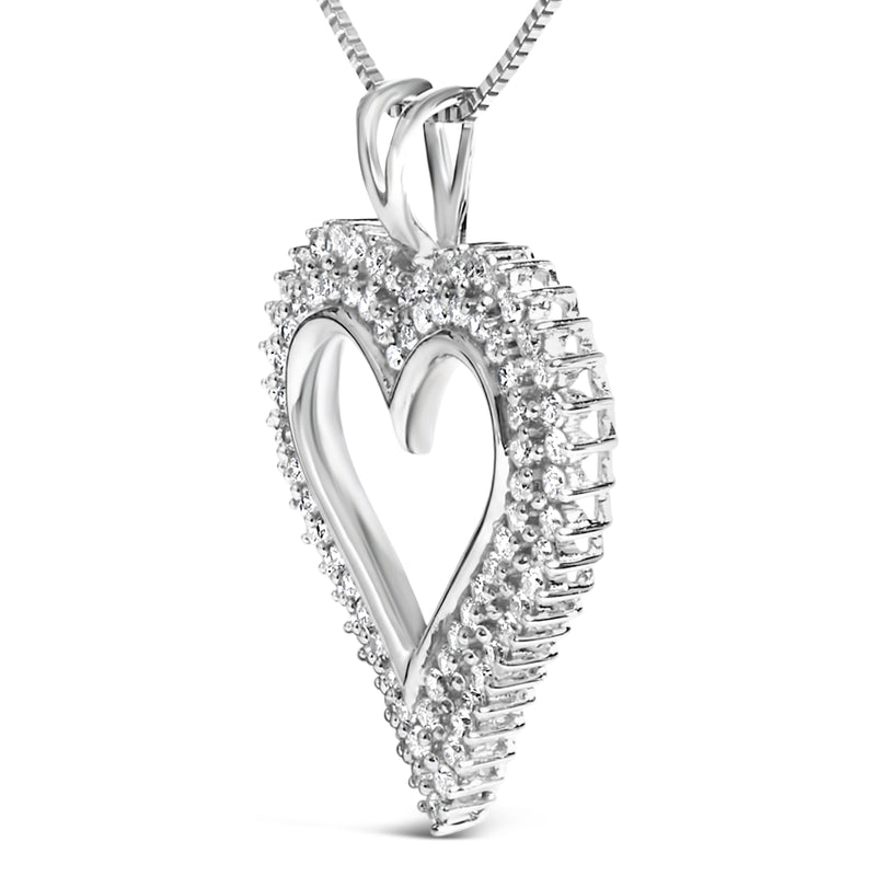 Bids.com .925 Sterling Silver 1.00 Cttw Lab-Grown Diamond Open Heart Pendant Necklace (F-G Color, VS1-VS2 Clarity) - 18" Inches Necklaces