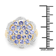 Bids.com 14K Yellow Gold Plated 1.52 Carat Genuine Tanzanite .925 Sterling Silver Ring Rings