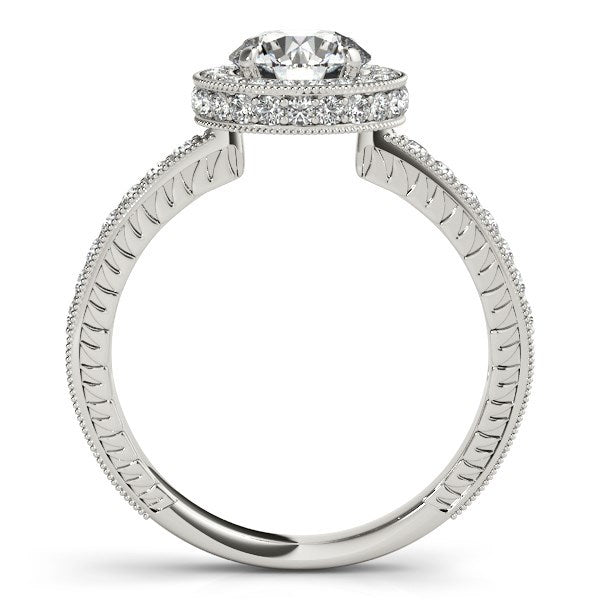 Bids.com 14k White Gold Milgrain Border Diamond Pave Engagement Ring (1 1/2 cttw) Rings