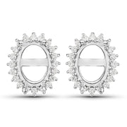 Bids.com 0.26 Carat Genuine White Diamond 14K White Gold Semi Mount Earrings - holds 8x6mm Oval Gemstones Earrings
