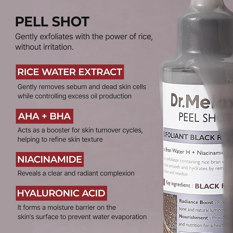 AsiaBeautyMall Dr. Melaxin Peel Shot Exfoliant Black Rice Ampoule Face Cleanser
