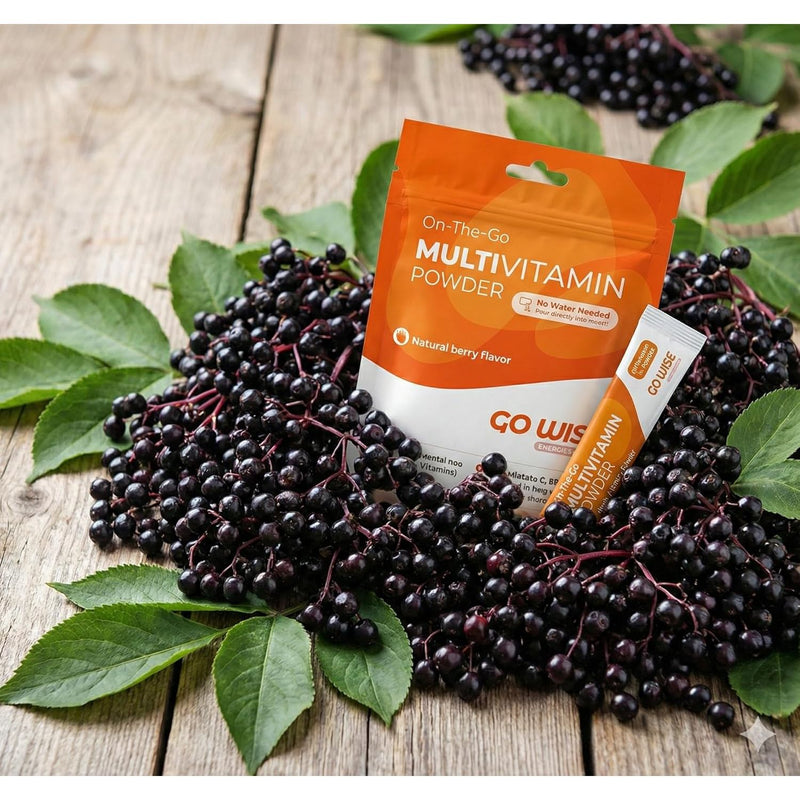 Go Wise Vegan Multivitamin Powder Stick Packs - No Water Needed Multivitamin