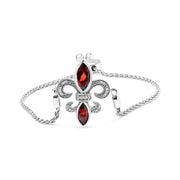 Bids.com .925 Sterling Silver Marquise Garnet  and Diamond Accent Lariat 4â€-10â€ Fleur De Lis Adjustable Bolo Bracelet (H-I Color, SI1-SI2 Clarity) Bracelets