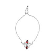 Bids.com .925 Sterling Silver Marquise Garnet  and Diamond Accent Lariat 4â€-10â€ Fleur De Lis Adjustable Bolo Bracelet (H-I Color, SI1-SI2 Clarity) Bracelets