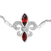 Bids.com .925 Sterling Silver Marquise Garnet  and Diamond Accent Lariat 4â€-10â€ Fleur De Lis Adjustable Bolo Bracelet (H-I Color, SI1-SI2 Clarity) Bracelets