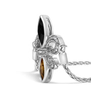 Bids.com .925 Sterling Silver Marquise Black Onyx, Orange Citrine, and Diamond Accent Lariat 4â€-10â€ Fleur De Lis Adjustable Bolo Bracelet (I-J Color, I1-I2 Clarity) - 7" Bracelets