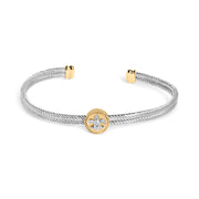 Bids.com 18K Yellow Gold Plated .925 Sterling Silver Diamond Accent  and Fleur Di Lis Medallion Bangle Bracelet (I-J Color, SI1-SI2 Clarity) - 7.25 Inches Bracelets
