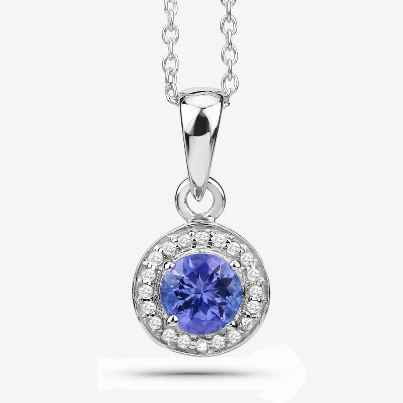 Bids.com 1.05 Carat Genuine Tanzanite and White Topaz .925 Sterling Silver Pendant Pendants