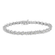 Bids.com Two-Tone 10K Yellow Gold over .925 Sterling Silver 1.0 Cttw Diamond S-Curve Link Miracle-Set Tennis Bracelet (I-J Color, I3 Clarity) - 7" Bracelets