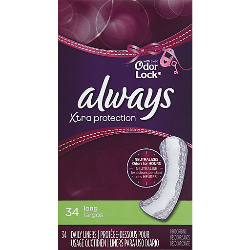 Always Always Xtra Protection Long Liners 34 Ct Box Personal Care