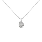 Bids.com .925 Sterling Silver 1 1/2 Cttw Diamond Oval Cluster Pendant Necklace (I-J Color, I2-I3 Clarity) - 18" Necklaces