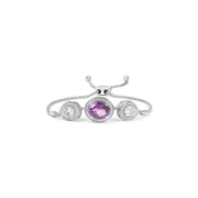 Bids.com .925 Sterling Silver Oval Amethyst and Pear Blue Topaz with Diamond Accent Lariat 4â€-10â€ Adjustable Bolo Bracelet (H-I Color, SI1-SI2 Clarity) Bracelets