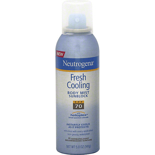 Neutrogena Neutrogena Fresh Cooling Body Mist Sunblock SPF 70 Spray 5 Oz Sunscreen Light Slate Gray