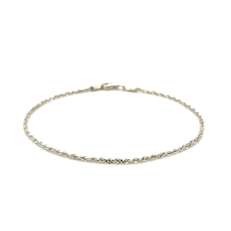 Bids.com 14k White Gold Solid Diamond Cut Rope Bracelet 1.5mm Bracelets