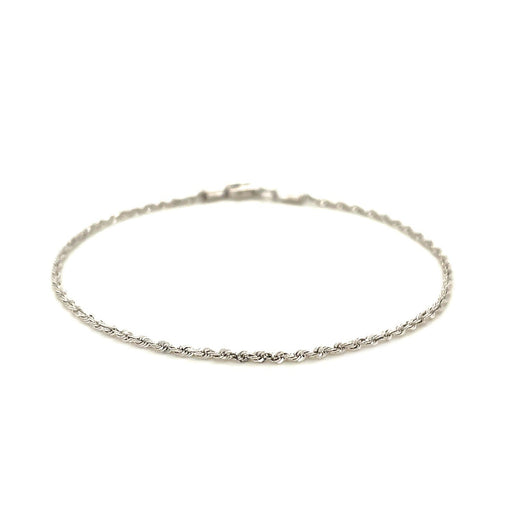 Bids.com 14k White Gold Solid Diamond Cut Rope Bracelet 1.5mm Bracelets