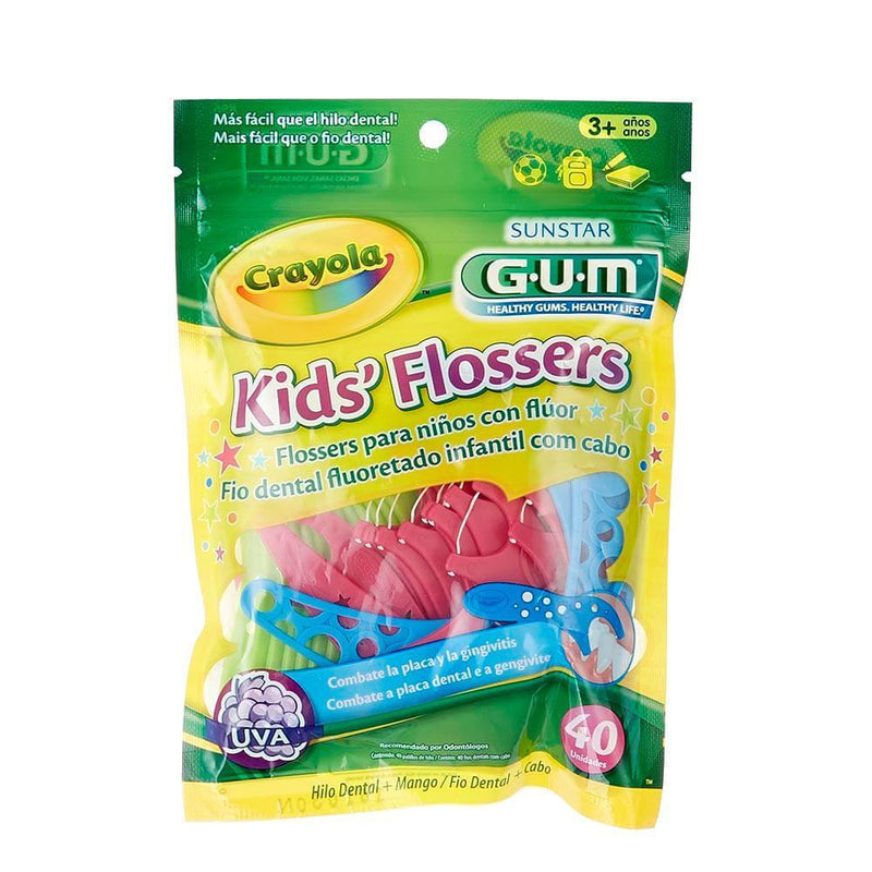 GUM GUM Crayola Flossers, Grape Flavor, Kids Oral Care Beige