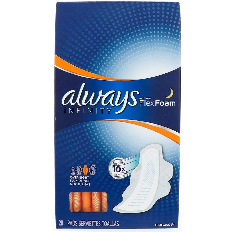Always Always Infinity Flex Foam With Wings, Overnight, 28 Pads Health & Beauty