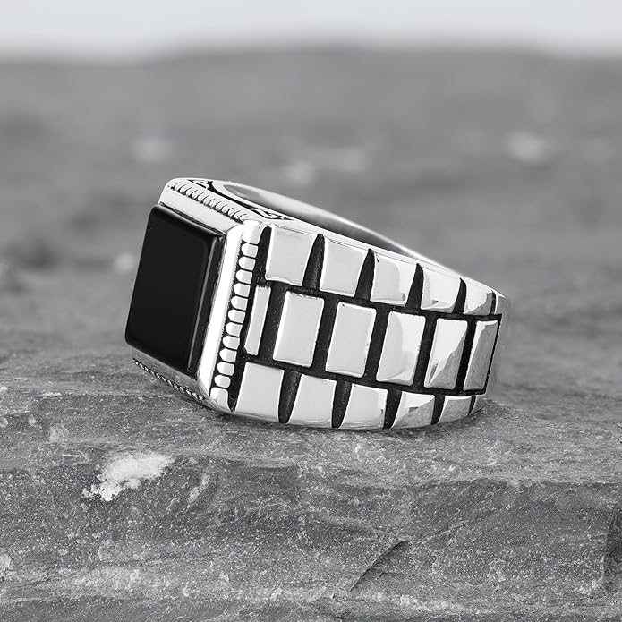 Design Sterling Silver Ring for Men Onyx Stone