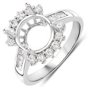 Bids.com 0.58 Carat Genuine White Diamond 14K White Gold Semi Mount Ring - holds 9.00mm Round Gemstone Rings