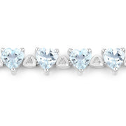 Bids.com 7.71 Carat Genuine Aquamarine and White Diamond .925 Sterling Silver Bracelet Bracelets