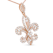 Bids.com 14K Yellow Gold 1.00 Cttw Round Diamond Fleur De Lis 18" Pendant Necklace (H-I Color, SI2-I1 Clarity) Necklaces
