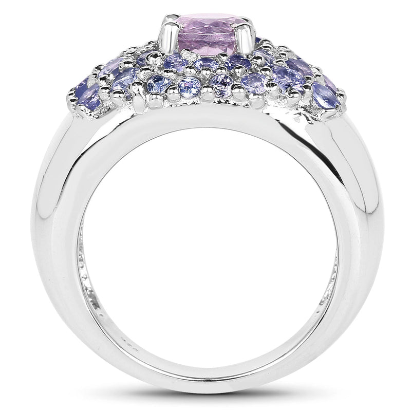 Bids.com 2.43 Carat Genuine Amethyst and Tanzanite .925 Sterling Silver Ring Rings