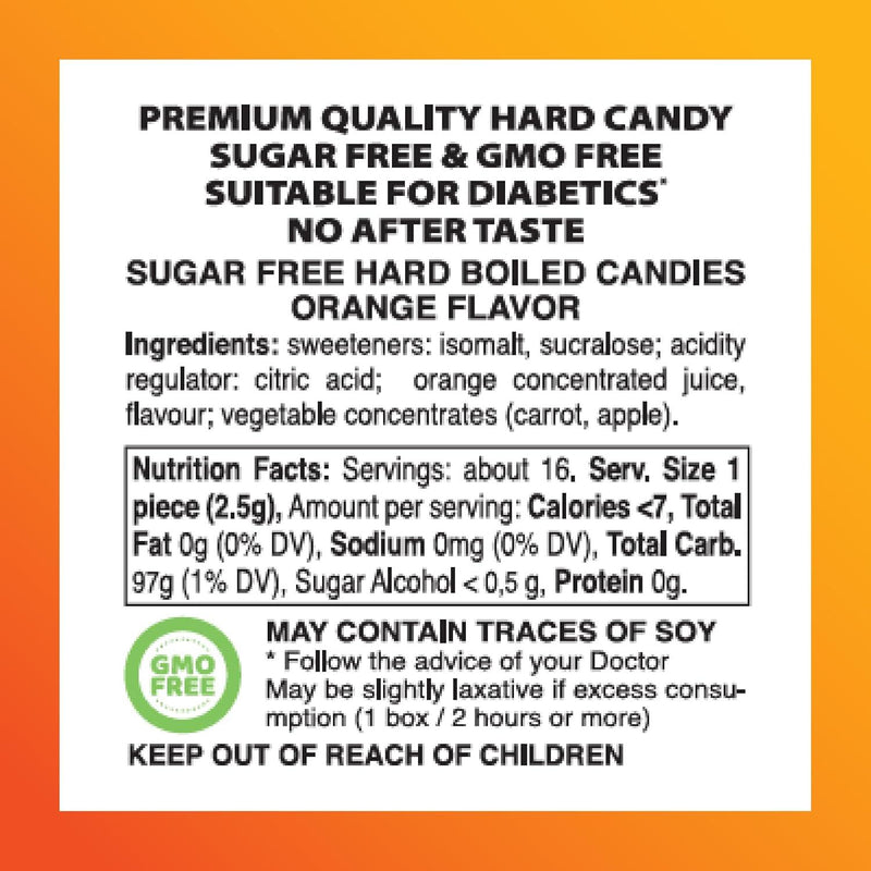 Swiss Imports Swiss Imports Orange Sugarfree Candy Bonbons - 1.4oz Sugarfree Candy