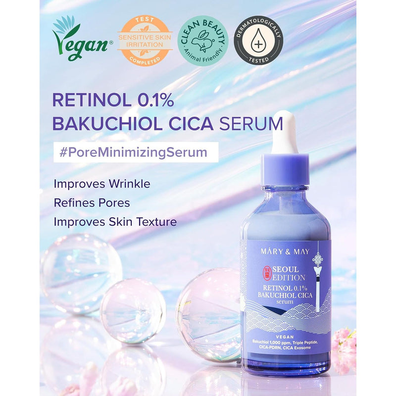 AsiaBeautyMall Mary & May Vegan Retinol 0.1% Bakuchiol Cica Serum Serum