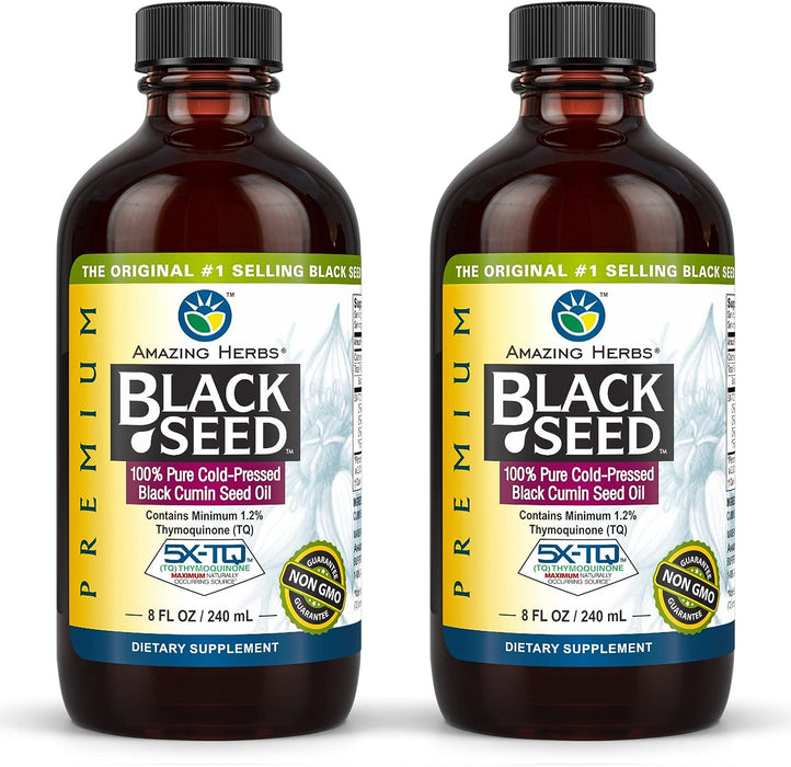 Amazing Herbs Premium Black Seed Oil, 8 Fl Oz (Pack of 2)