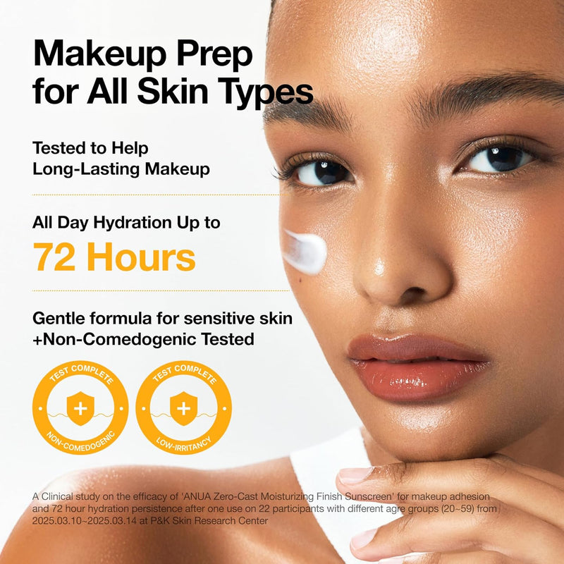 AsiaBeautyMall ANUA Zero-Cast Moisturizing Finish Sunscreen SPF50+ PA++++ Sunscreen